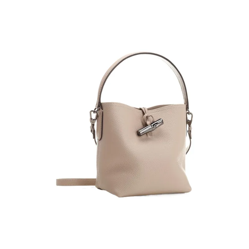 LONGCHAMP Roseau Essential Cow Leather Bucket Bag Handbag Shoulder Bag Crossbody Bag Small Size Women's Light Beige-1