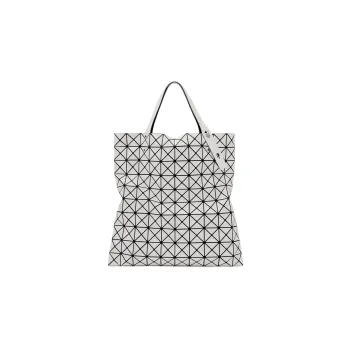 ISSEY MIYAKE Prism Artificial Leather Tote Bag, Shopping Bag, Handbag Unisex Light Gray