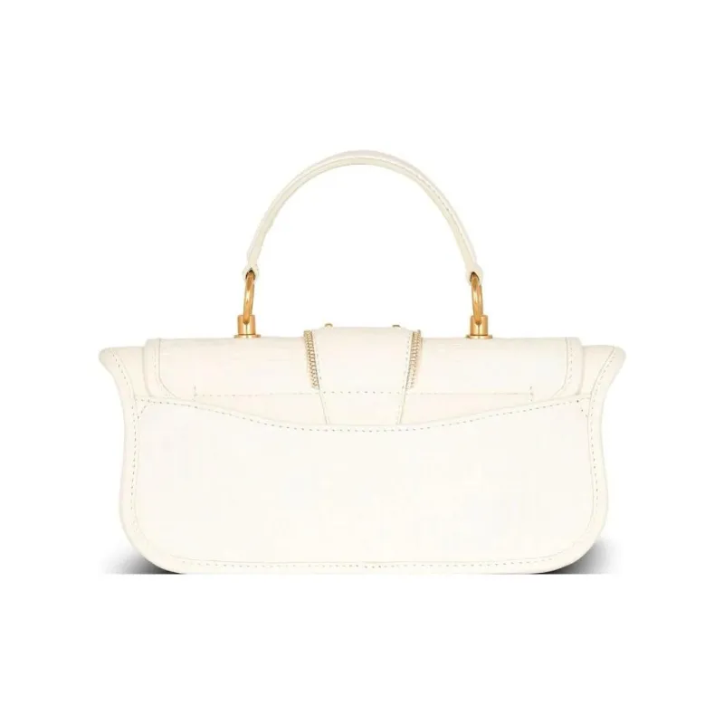 BALMAIN Calfskin Shoulder Bag Crossbody Bag Handbag Regular Women's White-2