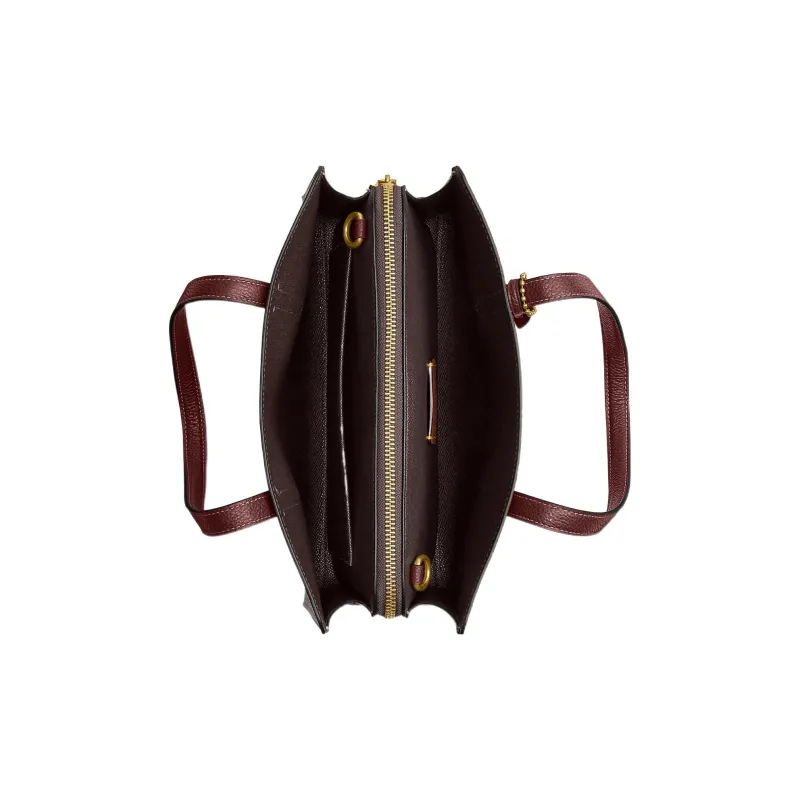 COACH Carter Pebbled Leather Tote Bag, Shopping Bag, Handbag Tubas Women's Brown Red-3