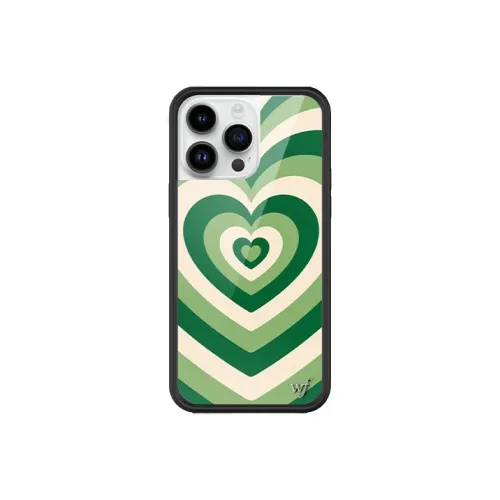 WILDFLOWER Silicone Material Green Matcha Love Phone Cases Compatible With Apple IPhone 15/14/13/Pro/Ma Girlish