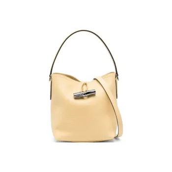 LONGCHAMP Roseau Essential Cow Leather Bucket Bag, Shoulder Bag, Crossbody Bag, Handbag Trumpets Women's Yellow