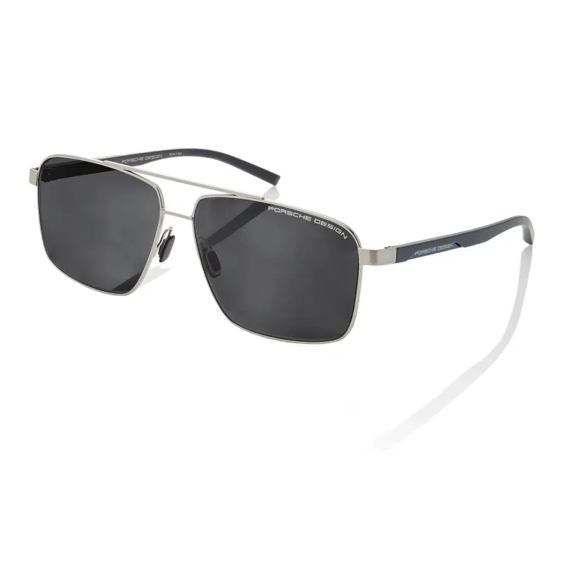 PORSCHE DESIGN Plate Frame Stainless Steel Square Sunglasses Unisex Gray-3