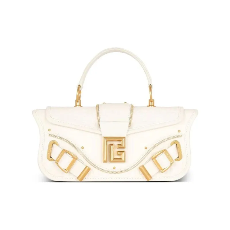 BALMAIN Calfskin Shoulder Bag Crossbody Bag Handbag Regular Women's White-0