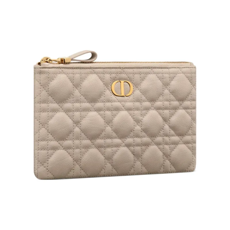 DIOR Caro Calfskin Clutch Trumpets Women's Sand-1