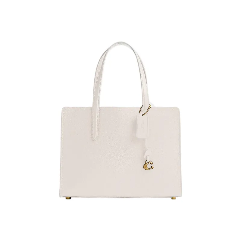 COACH Carter Pebbled Leather Tote Bag, Shopping Bag, Handbag Tubas Women's White-0