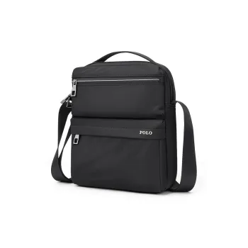 POLO Fabric Shoulder Bag, Crossbody Bag, Handbag Medium Size Men's Black