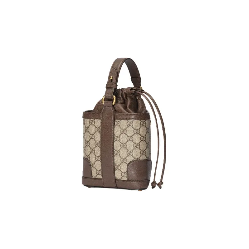 GUCCI Canvas With Leather Trim Bucket Bag Handbag Shoulder Bag Crossbody Bag Regular Women's Beige/Ebony-3