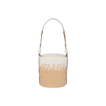 PRADA Straw And Wicker Bucket Bags Shoulder Bag Crossbody Bag Handbag Mini Women's Wheat Yellow