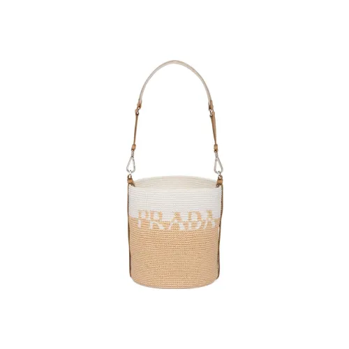 PRADA Straw And Wicker Bucket Bags Shoulder Bag Crossbody Bag Handbag Mini Women's Wheat Yellow