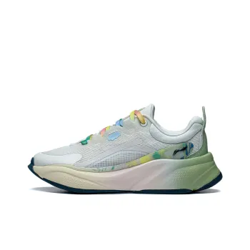 LiNing Soft Cushioning Wear Resistant Low Top Casual Shoes Women's Gray Green