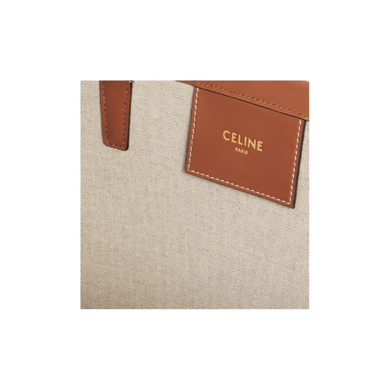CELINE Couffin Fabric Cow Leather Patchwork Tote Bag Shopping Bag Shoulder Bag Handbag Large Size Women's Natural/Tan-4