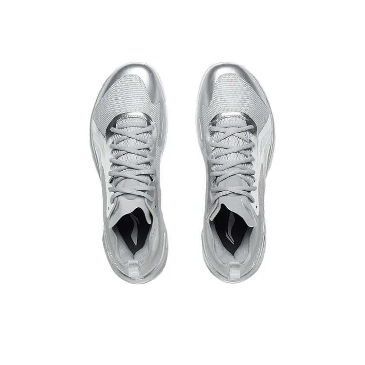 LiNing Sprint Pro Cushioned Wear Resistant Supportive Impact Resistant Low Top Badminton Shoes Unisex Silver-2