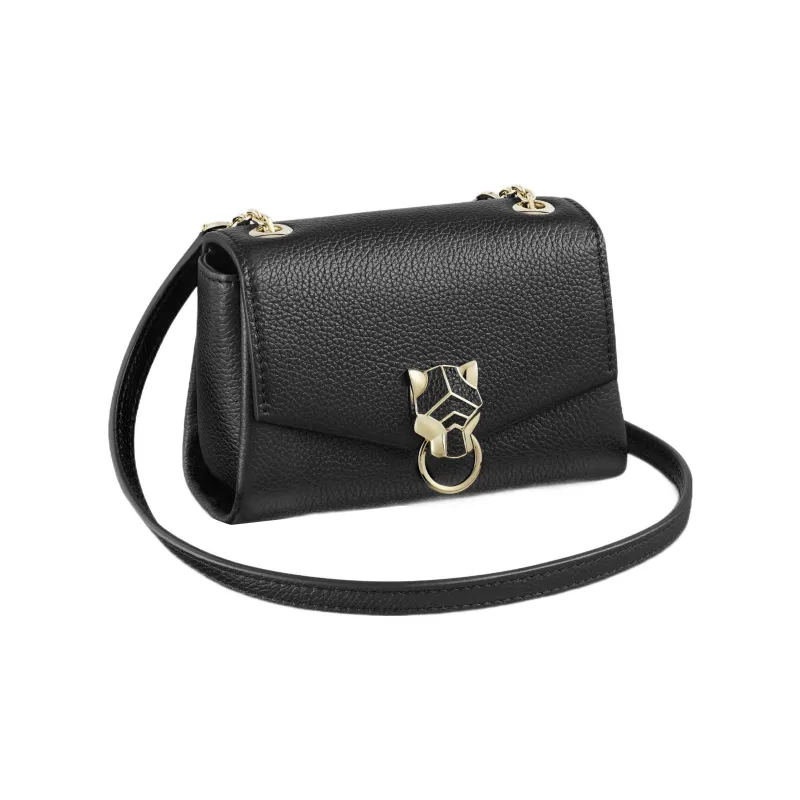 CARTIER Cow Leather Shoulder Bag, Crossbody Bag Extra Mini Women's Black-0