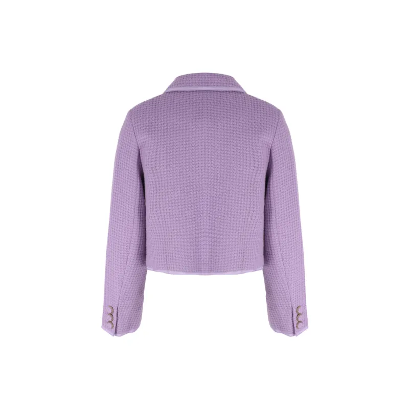 AUNTLUANDUNCLEZHUO Cropped Coats Women's Absolutely Stunning Violet Coat-1