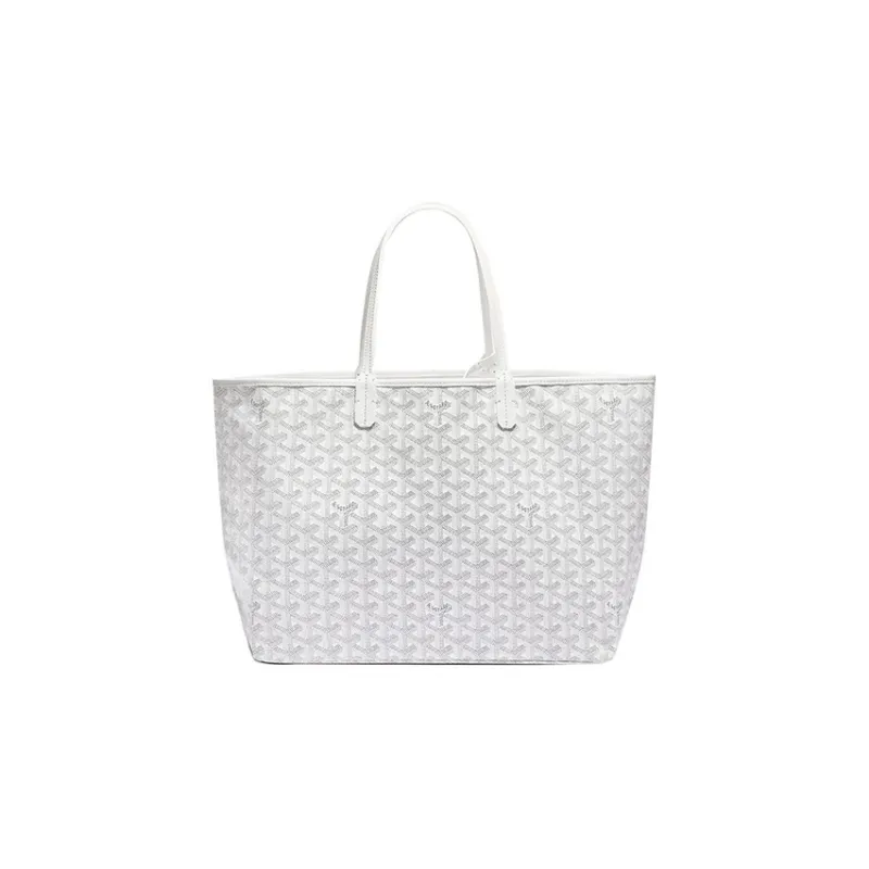 GOYARD Saint Louis Canvas With Calfskin Dog's Teeth Tote Bag, Shopping Bag, Handbag Small Size Unisex White-1