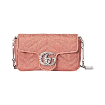 GUCCI Cloud Pattern Fabric With Leather Trim Shoulder Bag, Fanny Pack Regular Women's Pink