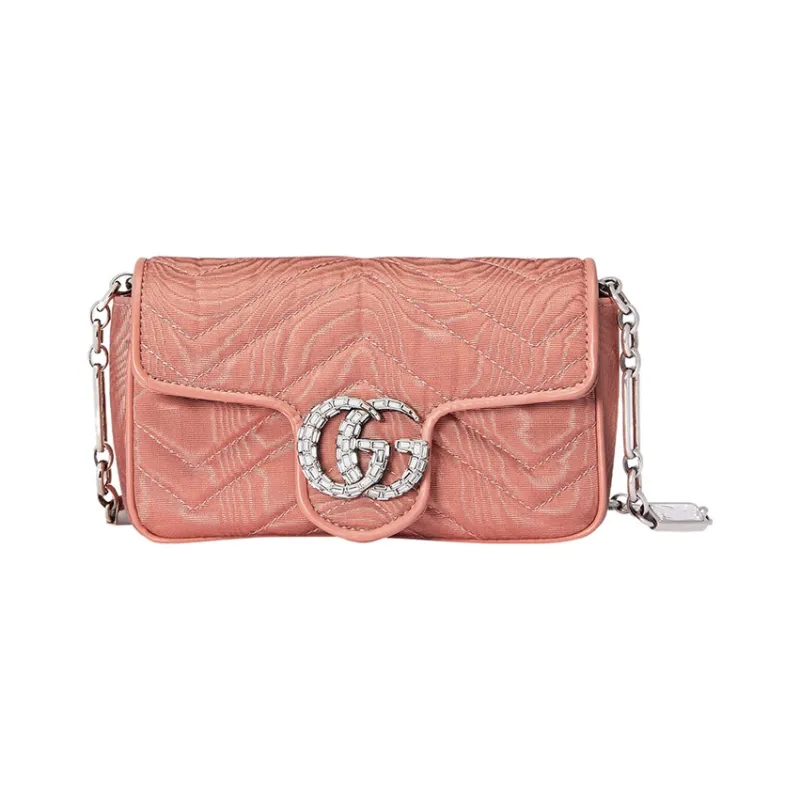 GUCCI Cloud Pattern Fabric With Leather Trim Shoulder Bag, Fanny Pack Regular Women's Pink-0