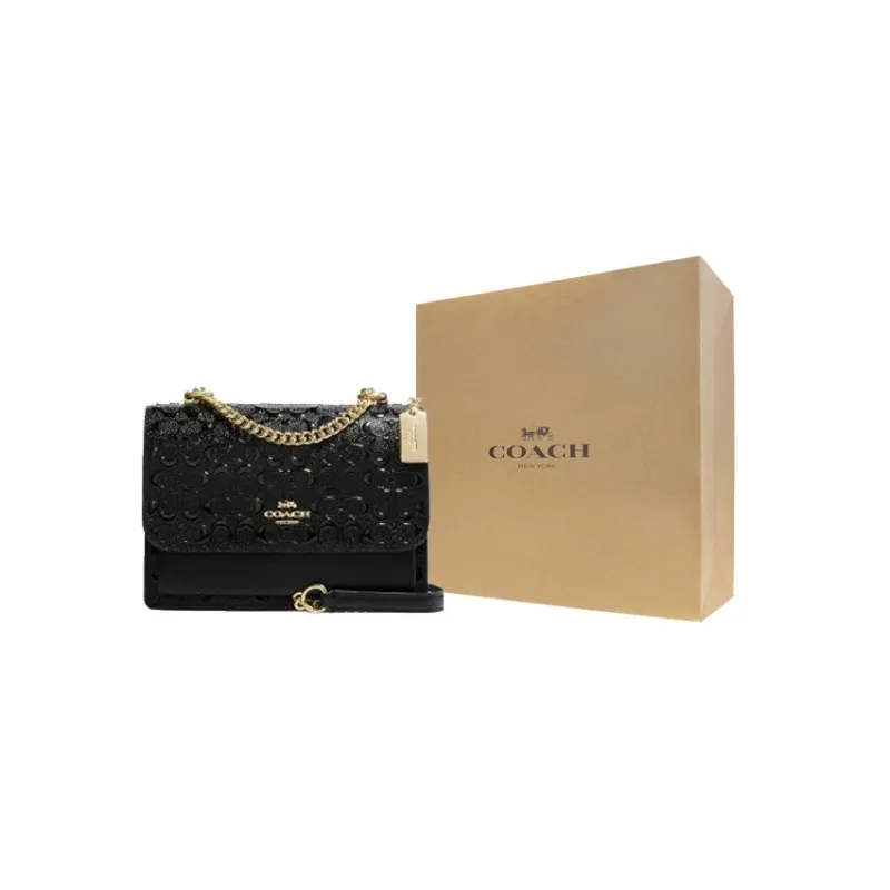 COACH Klare Patent Leather Bonded Leather Messenger Bag Shoulder Bag Crossbody Bag Women's Black-6
