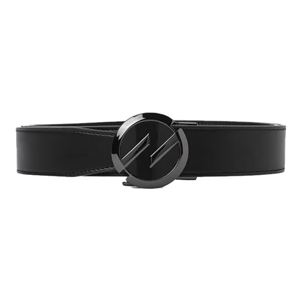 GXG Genuine Leather Business Belt With Versatile Casual Automatic Buckle Leather Belts Men's Black 3.5cm-2