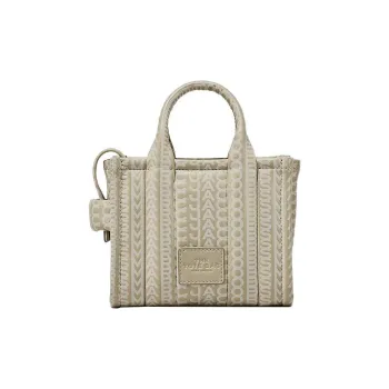 MARC JACOBS Monogram Lambskin Tote Bag, Shopping Bag, Shoulder Bag, Crossbody Bag, Handbag Extra Mini Women's White