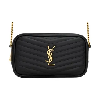 SAINT LAURENT LOU Quilting Bright Calfskin Camera Bag, Crossbody Bag, Shoulder Bag Women's Black