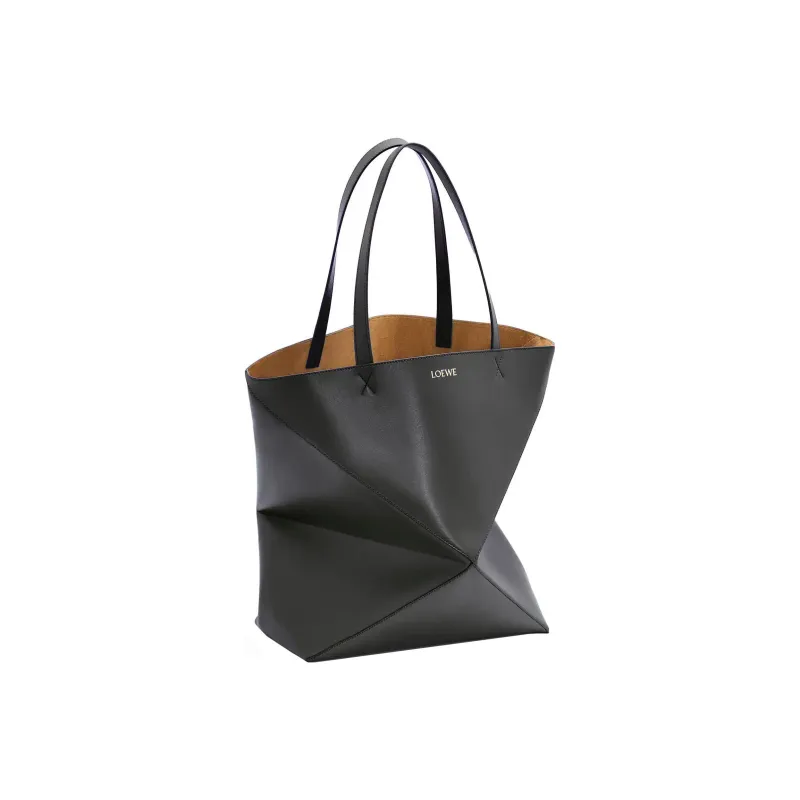 LOEWE Puzzle Shiny Cow Leather Tote Bag, Shopping Bag, Handbag Tubas Men's Black-4