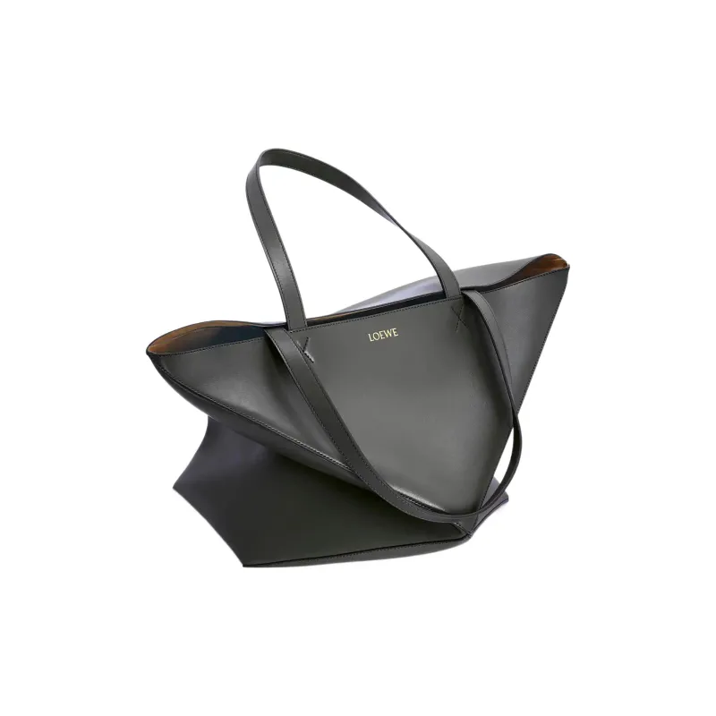LOEWE Puzzle Shiny Cow Leather Tote Bag, Shopping Bag, Handbag Tubas Men's Black-2