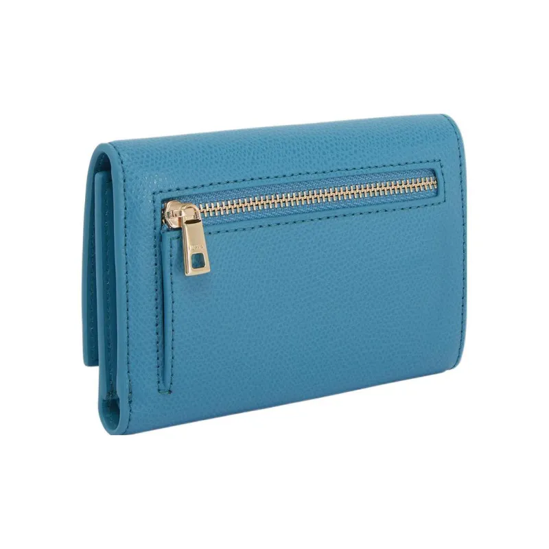 Furla 1927 Collection Textured Cow Leather Coin Purse Card Holder Wallet Medium Size Women's Light Blue-1
