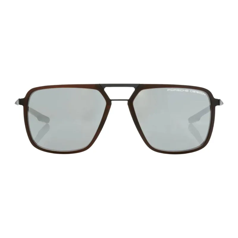PORSCHE DESIGN Plate And Metal Square Sunglasses Men's Brown-1