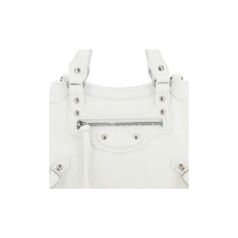 Balenciaga Leather Handbag Handbag Mini Women's White-3