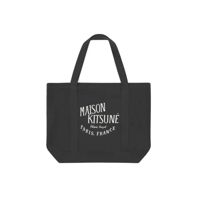 Maison Kitsune Cotton Tote Bag Shopping Bag Shoulder Bag Handbag Regular Women's Black-0