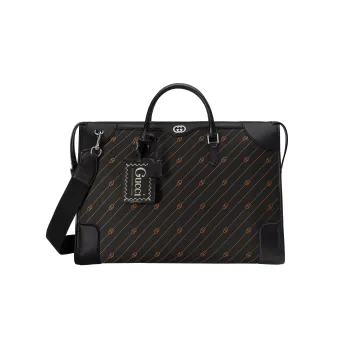 GUCCI Interlocking Collection Jacquard Fabric With Leather Shoulder Bag Crossbody Bag Handbag Men's Black/Orange