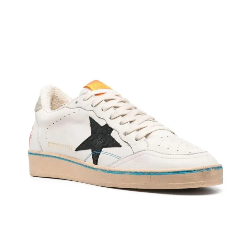 Golden Goose Low Top Skateboard Shoes Men's White Black Vintage Version-2