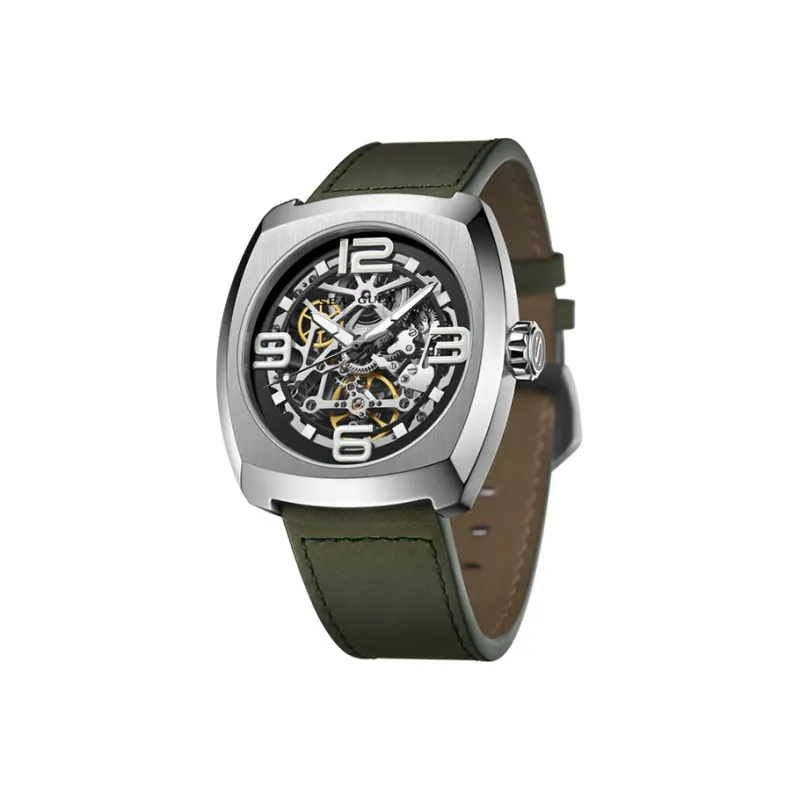 Sea Gull Street Fighter Collection Automatic Mechanical Movement Genuine Leather Strap Watch Men's Watches Cut Out Dial-2