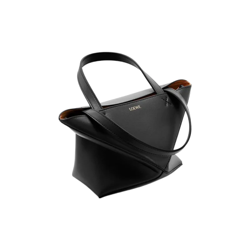 LOEWE Puzzle Fold Calfskin Tote Bag, Shopping Bag, Handbag Mini Men's Black-2