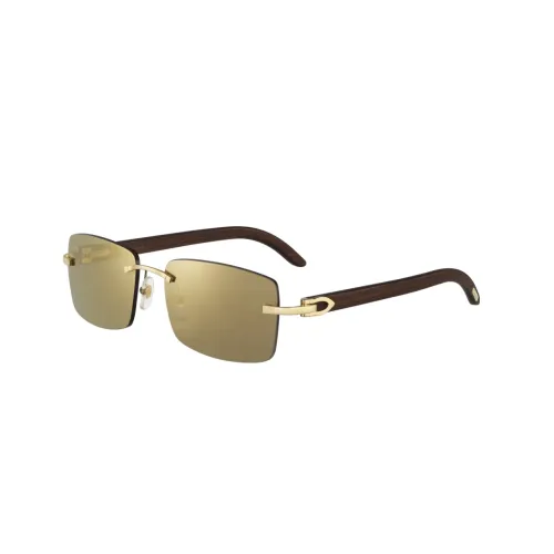CARTIER Wooden Irregular Shape Sunglasses Women's Brown