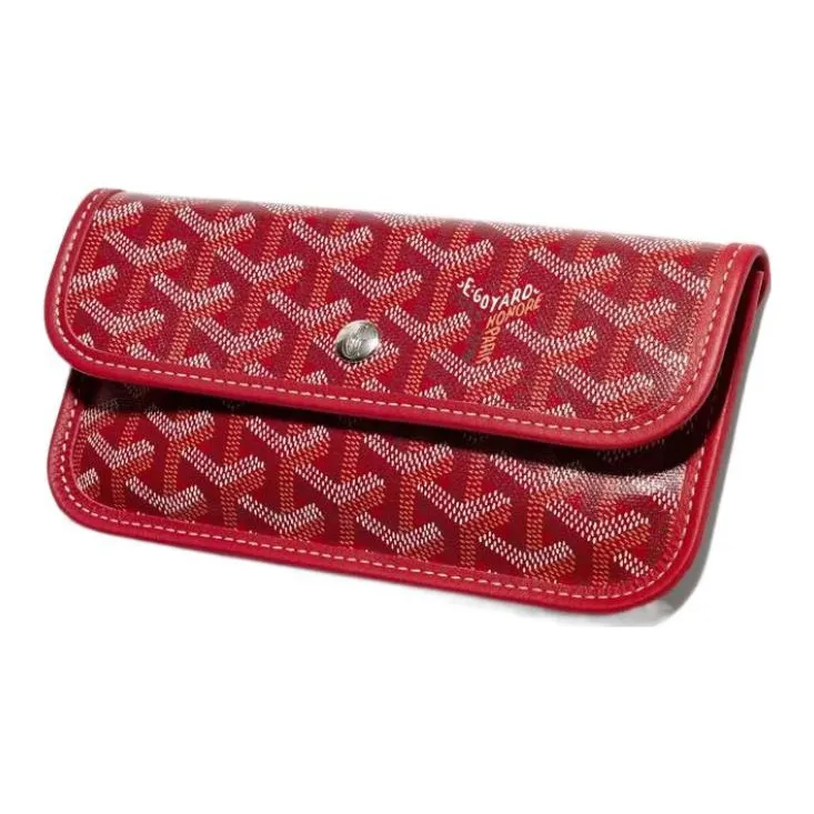 GOYARD Saint Louis Canvas Calfskin Tote Bag Shopping Bag Handbag Small Size Unisex Red-3