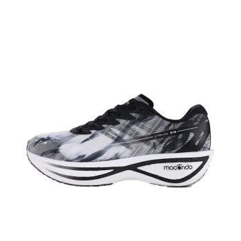 Macondo Slip-Resistant Low-Top Running Shoes Men's Black White Landscape Seal Ink