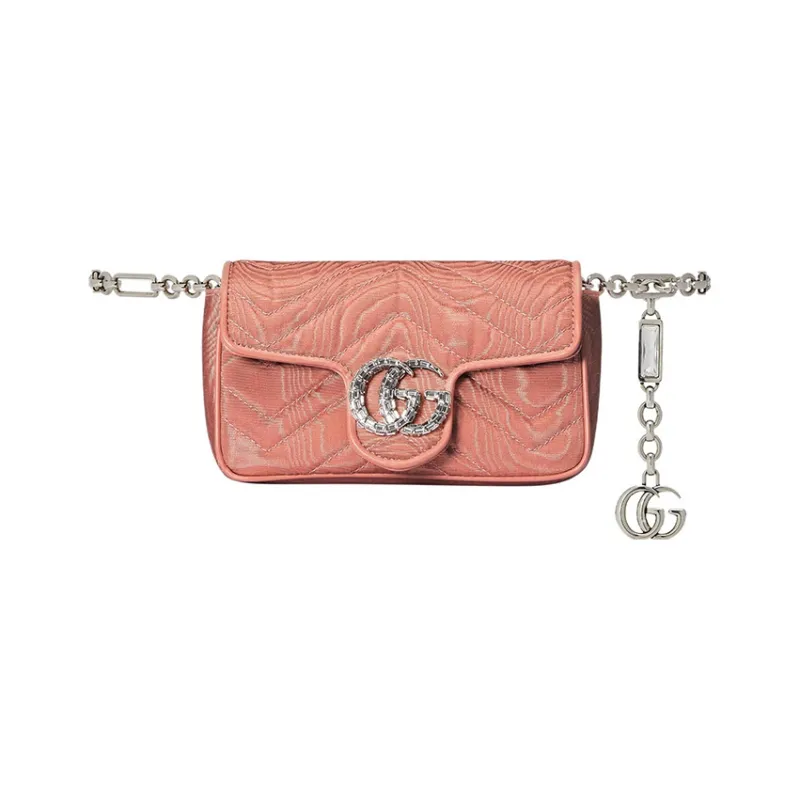 GUCCI Cloud Pattern Fabric With Leather Trim Shoulder Bag, Fanny Pack Regular Women's Pink-1