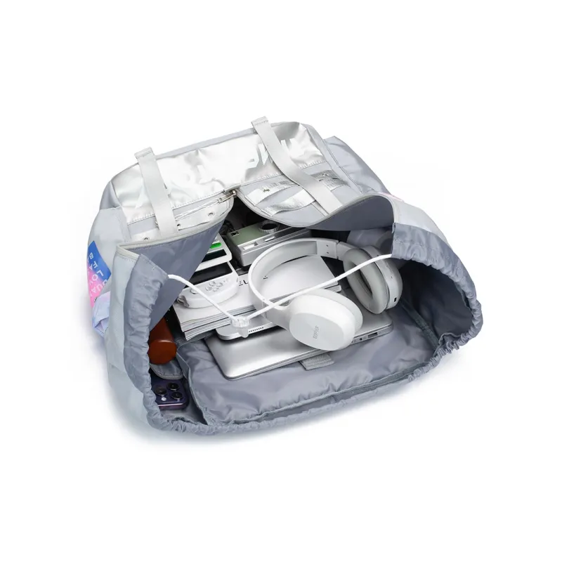 LOVERPUSS Polyester Backpack Large Size Unisex Iridescent Gray-4