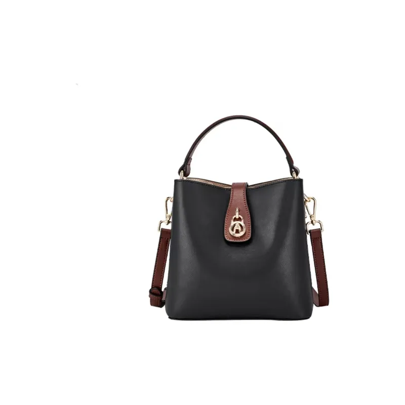 Hush Puppies Cow Leather Handbag, Shoulder Bag, Crossbody Bag Medium Size Women's Black-0