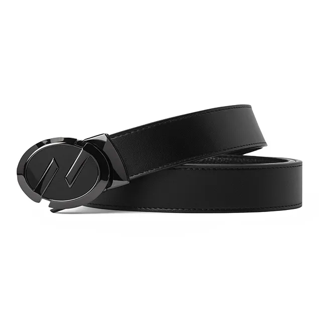 GXG Genuine Leather Business Belt With Versatile Casual Automatic Buckle Leather Belts Men's Black 3.5cm-1