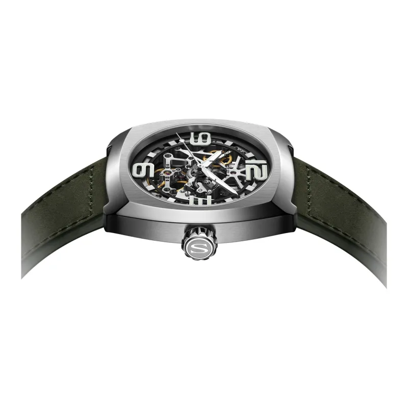 Sea Gull Street Fighter Collection Automatic Mechanical Movement Genuine Leather Strap Watch Men's Watches Cut Out Dial-4