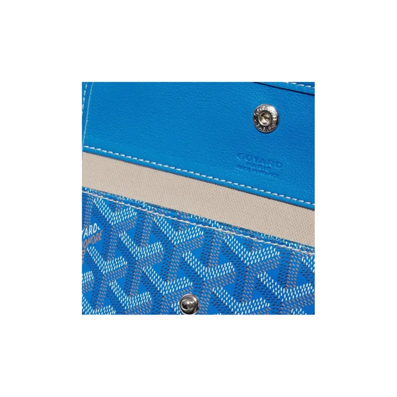 GOYARD Saint Louis Canvas With Calfskin Dog's Teeth Tote Bag Shopping Bag Handbag Small Size Unisex Blue-7