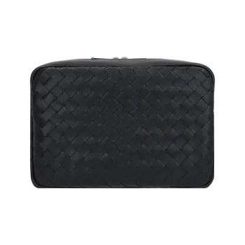 Bottega Veneta Leather Camera Bag Shoulder Bag Crossbody Bag Medium Size Men's Black