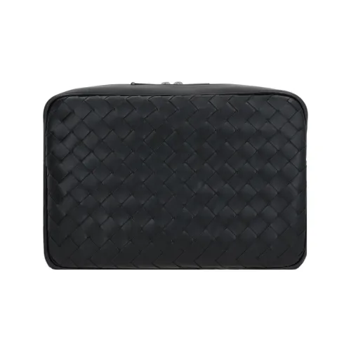 Bottega Veneta Leather Camera Bag Shoulder Bag Crossbody Bag Medium Size Men's Black