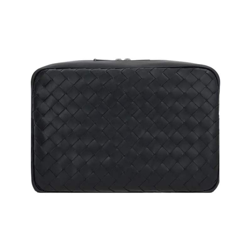 Bottega Veneta Camera Bag Medium Intrecciato Black-0