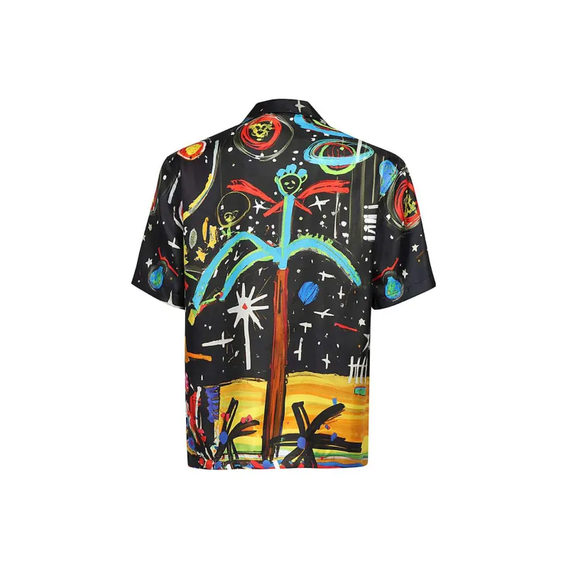 PALM ANGELS Starry Night Short Sleeved Bowling Shirt-1