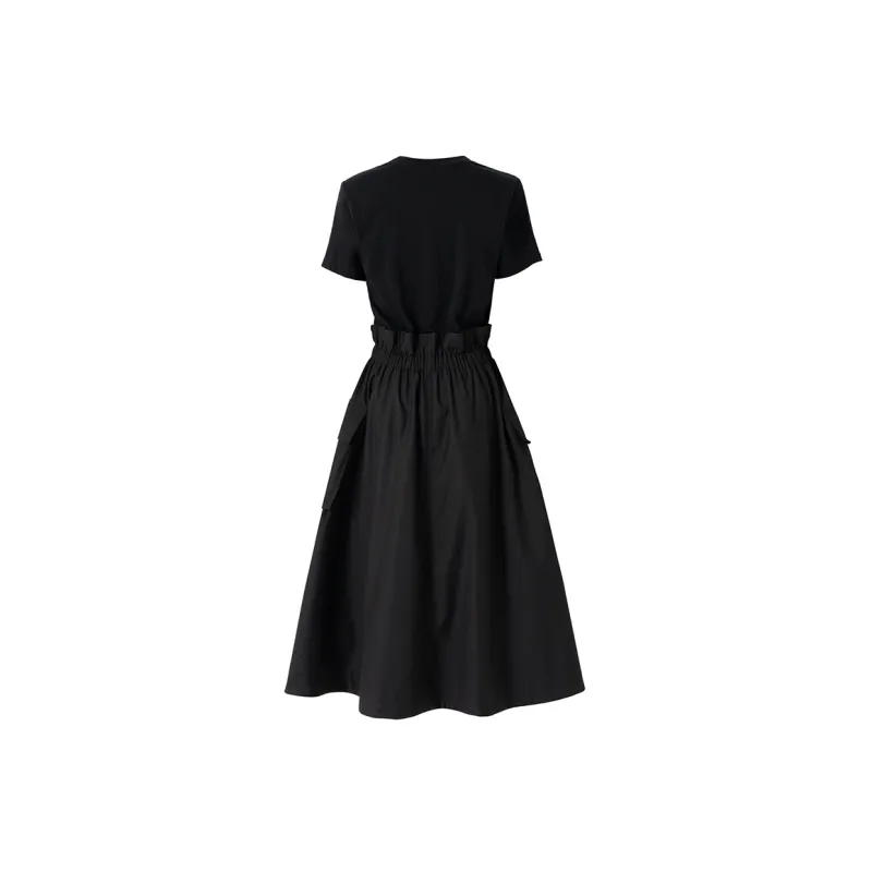 SOON FLOWER Summer Short Sleeved Dress Women's Black-1